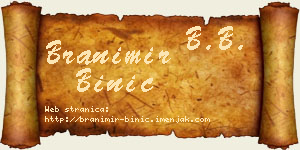 Branimir Binić vizit kartica